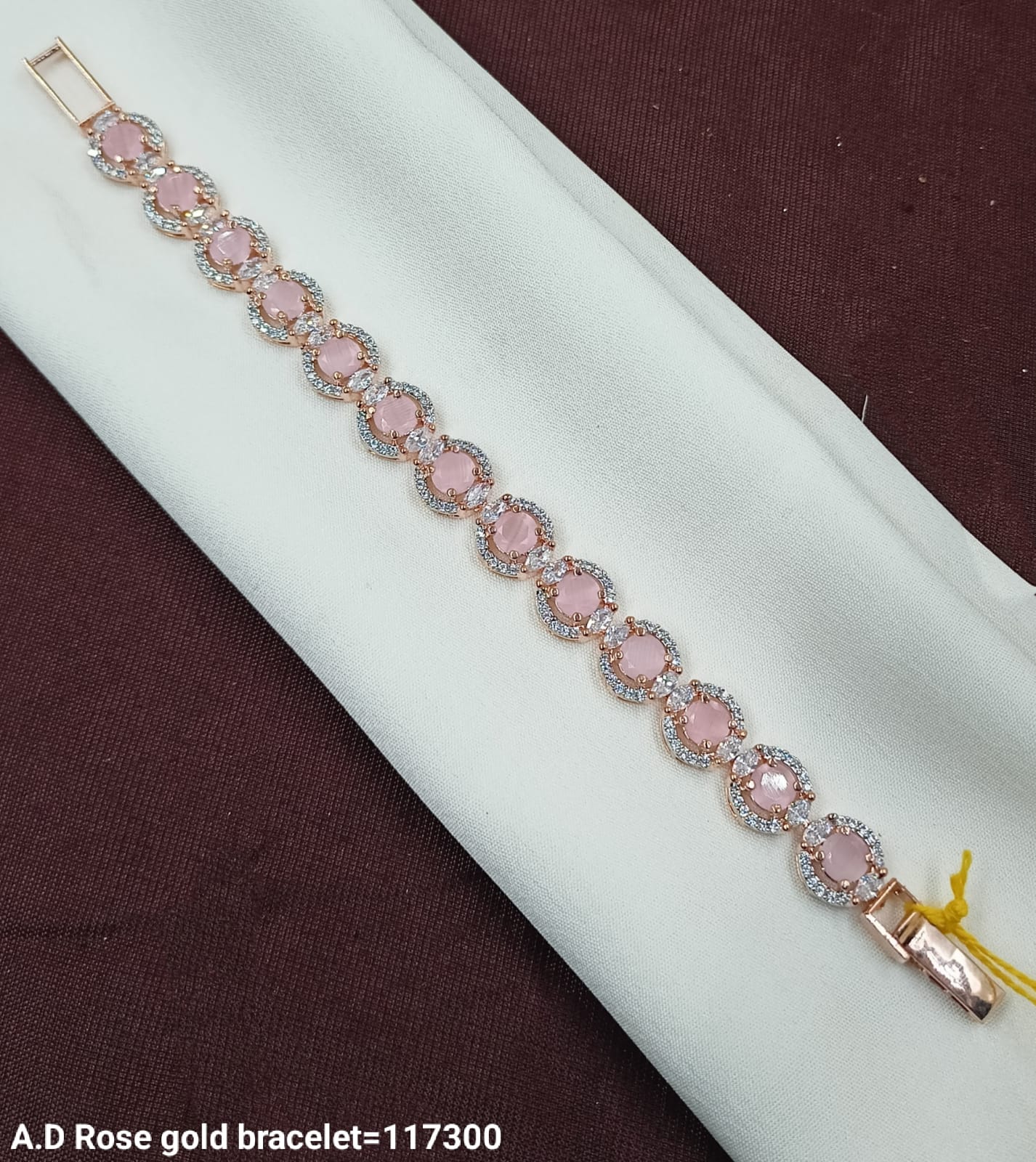 Rose Gold AD Bracelet with Soft Pink Oval Stones – Lucentemarket